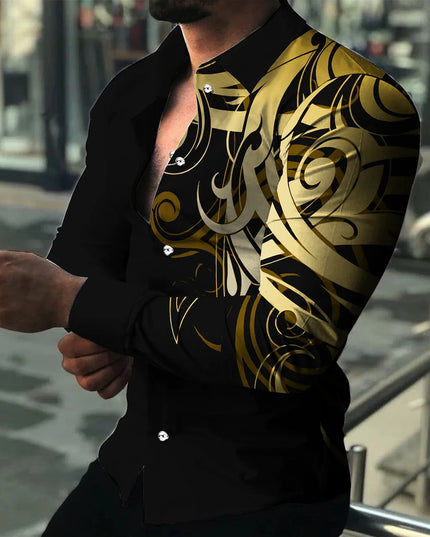 Men’s Slim Fit Printed Long-Sleeve Casual Shirt