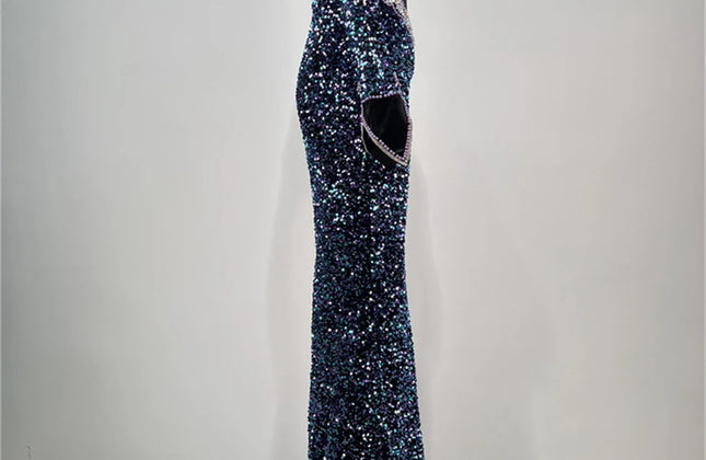 Top Quality Women Celebrity Long Party Night Club Wear Beading Runway Evening