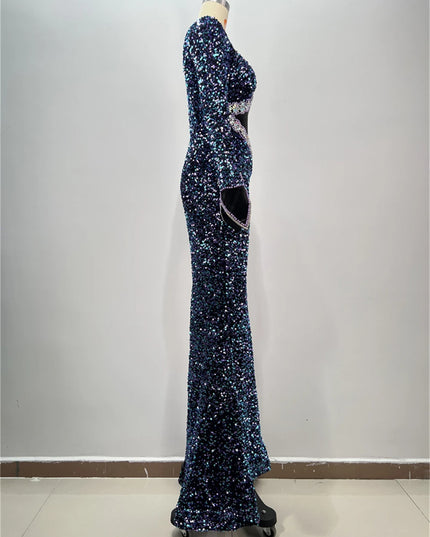 Top Quality Women Celebrity Long Party Night Club Wear Beading Runway Evening