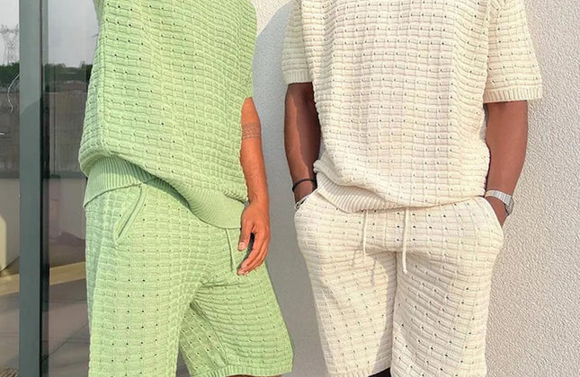 Men Sweat Suit Set Summer Clothing Men 2 Piece Short Sleeve T Shirt and Shorts