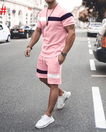 Casual Men Clothing Two Piece Set Shorts Summer T Shirt and Short Set Men