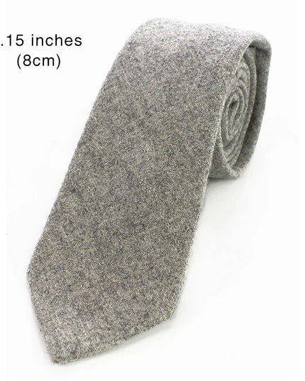 KAMBERFT Solid Color Cashmere Wool Necktie and Pocket Square Tie Clip Sets