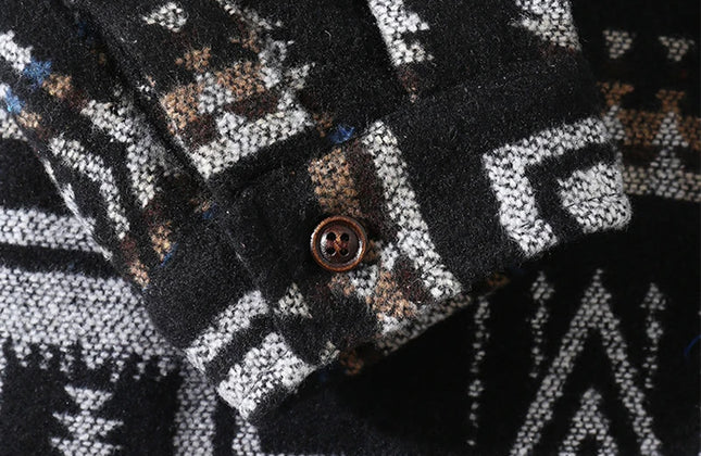 Mens Long Sleeve Custom Labels Wool Warm Coating Camouflage Fashion Casual