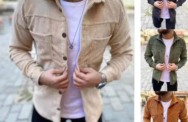 Streetwear Corduroy Mens Shirts for Men Clothing Harajuku Fashion Casual Shirt