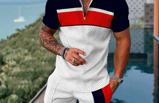 Casual Men Clothing Two Piece Set Shorts Summer T Shirt and Short