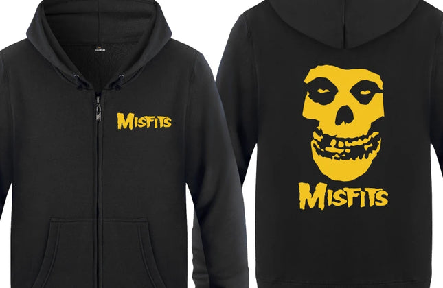 The MISFITS Punk Rock Music Hoodie Sweatshirts Men Fashion Mens Zipper