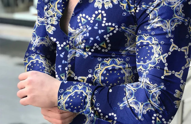 Men Hawaiian Long Sleeve Shirt - Constantin & Crys