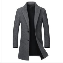 Factory Wholesale 2024 Men Wool Trench Coat Slim Overcoat Warm Winter Long Men's