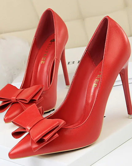 BIGTREE Shoes Bow-Knot Pumps Women High Heels 2025 Fashion Women Heels Lady