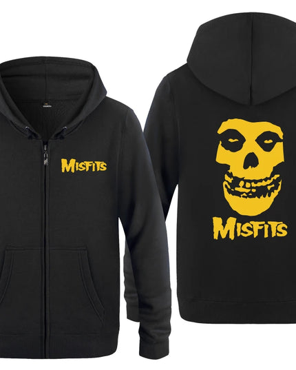 The MISFITS Punk Rock Music Hoodie Sweatshirts Men Fashion Mens Zipper