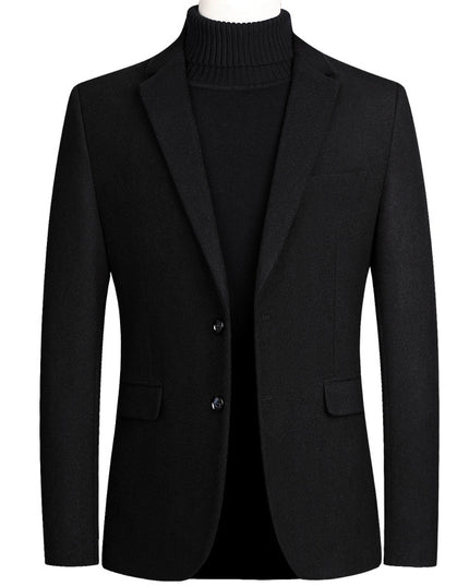 Thicken Men's Suit Jacket One Button Slim Fit Sport Coat Woolen Jacket