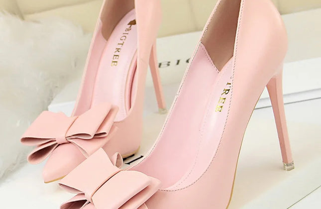 BIGTREE Shoes Bow-Knot Pumps Women High Heels 2025 Fashion Women Heels Lady
