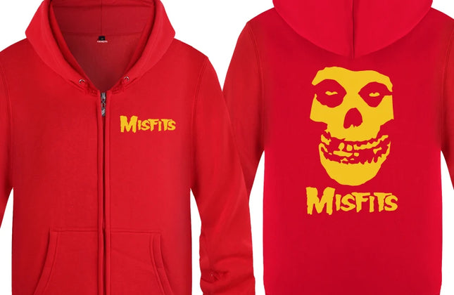 The MISFITS Punk Rock Music Hoodie Sweatshirts Men Fashion Mens Zipper