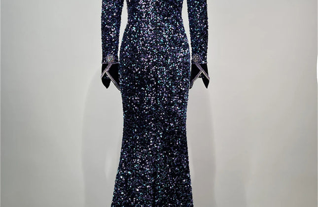 Top Quality Women Celebrity Long Party Night Club Wear Beading Runway Evening