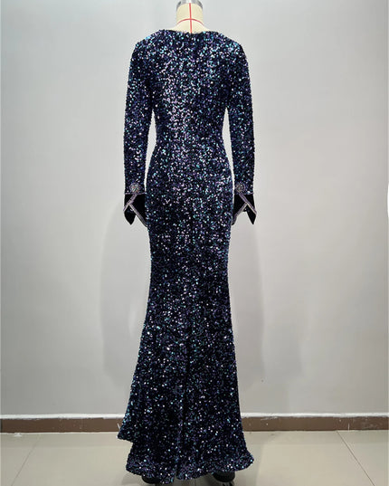 Top Quality Women Celebrity Long Party Night Club Wear Beading Runway Evening