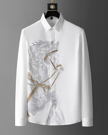 Party Silk Slim Office Men Tee Dress Shirts Casual Wash and Wear Shirts Clothes