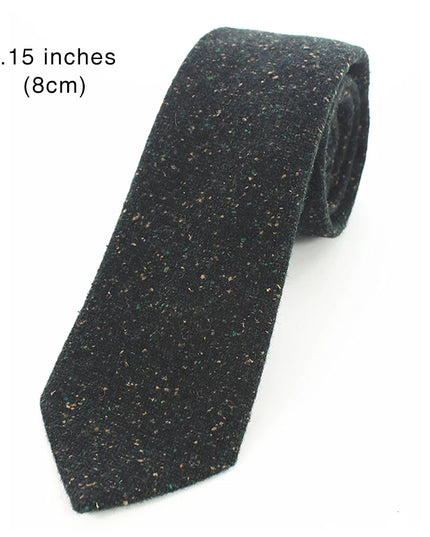 KAMBERFT Solid Color Cashmere Wool Necktie and Pocket Square Tie Clip Sets