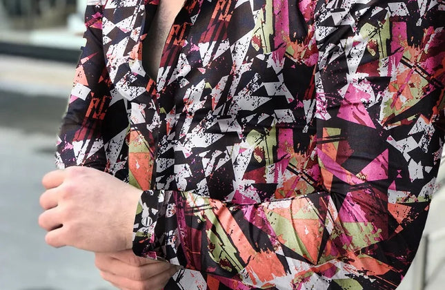 Men Hawaiian Long Sleeve Shirt - Constantin & Crys