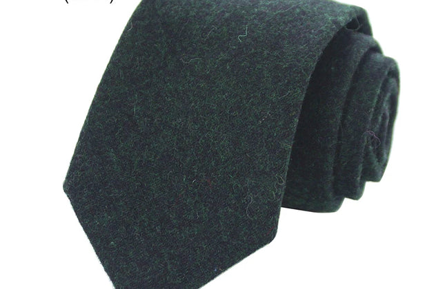KAMBERFT Solid Color Cashmere Wool Necktie and Pocket Square Tie Clip Sets