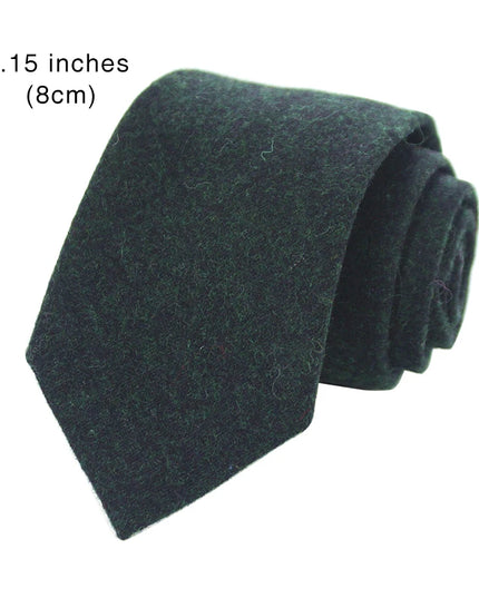 KAMBERFT Solid Color Cashmere Wool Necktie and Pocket Square Tie Clip Sets