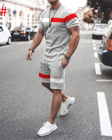 Casual Men Clothing Two Piece Set Shorts Summer T Shirt and Short Set Men