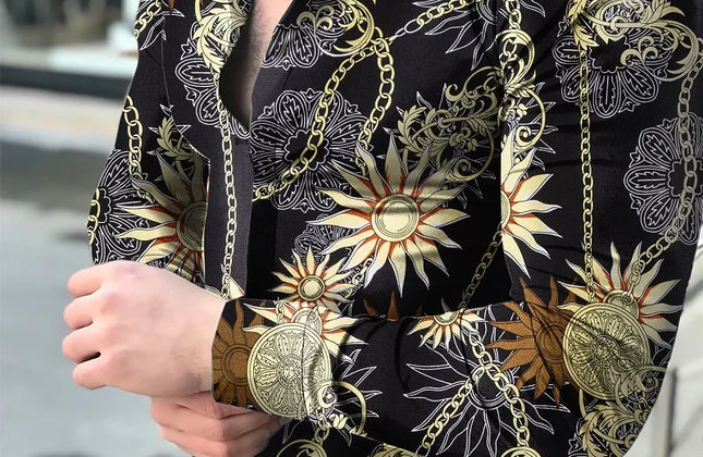 Men Hawaiian Long Sleeve Shirt - Constantin & Crys