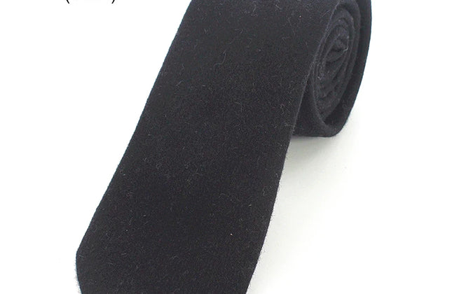 KAMBERFT Solid Color Cashmere Wool Necktie and Pocket Square Tie Clip Sets