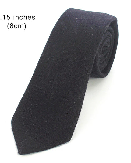 KAMBERFT Solid Color Cashmere Wool Necktie and Pocket Square Tie Clip Sets