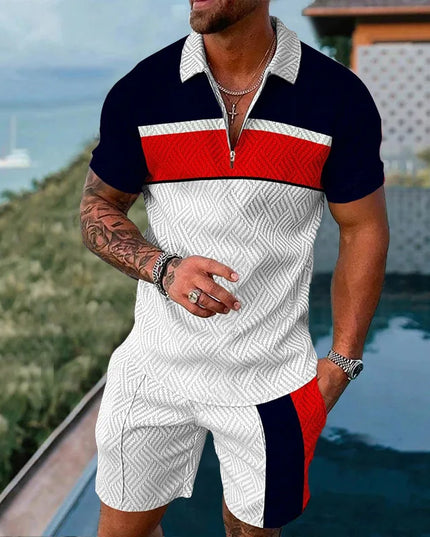 Casual Men Clothing Two Piece Set Shorts Summer T Shirt and Short