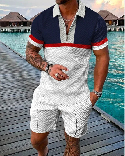 Casual Men Clothing Two Piece Set Shorts Summer T Shirt and Short