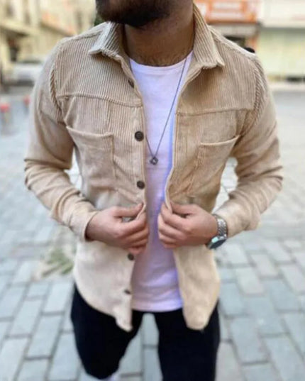 Streetwear Corduroy Mens Shirts for Men Clothing Harajuku Fashion Casual Shirt