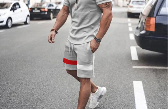 Casual Men Clothing Two Piece Set Shorts Summer T Shirt and Short Set Men