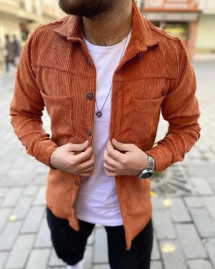 Streetwear Corduroy Mens Shirts for Men Clothing Harajuku Fashion Casual Shirt