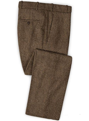 Herringbone Tweed Men Suits Winter Wool Fashion Groom