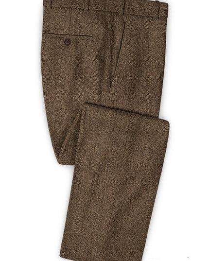 Herringbone Tweed Men Suits Winter Wool Fashion Groom