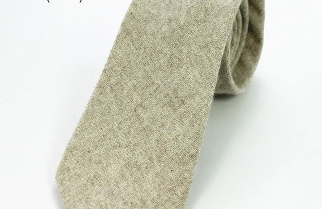 KAMBERFT Solid Color Cashmere Wool Necktie and Pocket Square Tie Clip Sets