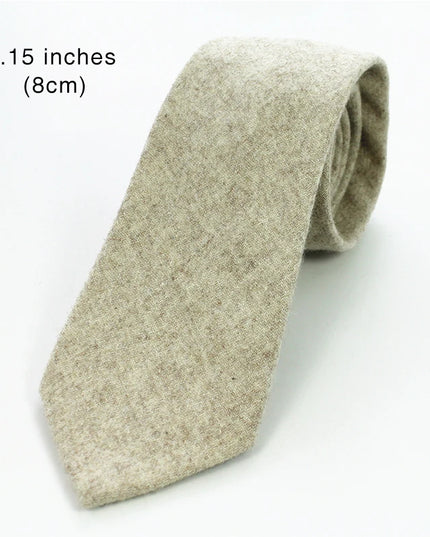 KAMBERFT Solid Color Cashmere Wool Necktie and Pocket Square Tie Clip Sets