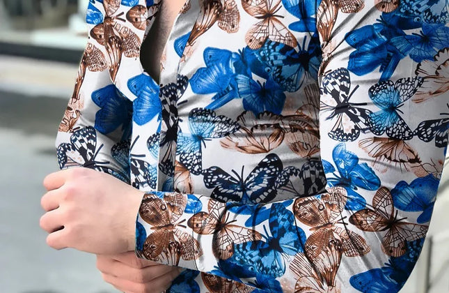 Men Hawaiian Long Sleeve Shirt - Constantin & Crys