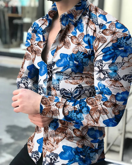 Men Hawaiian Long Sleeve Shirt - Constantin & Crys