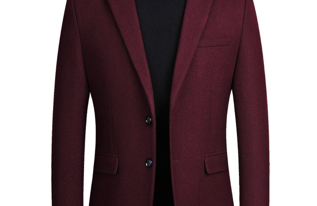 Thicken Men's Suit Jacket One Button Slim Fit Sport Coat Woolen Jacket