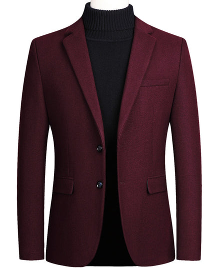 Thicken Men's Suit Jacket One Button Slim Fit Sport Coat Woolen Jacket