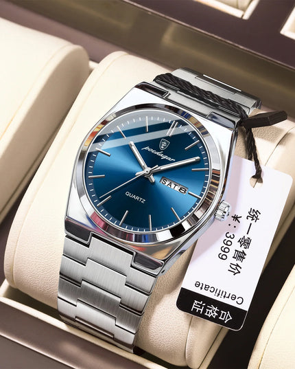 Men's 40mm Quartz Watch with Luminous Hands & Calendar
