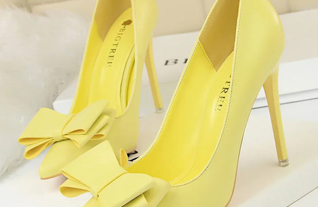 BIGTREE Shoes Bow-Knot Pumps Women High Heels 2025 Fashion Women Heels Lady