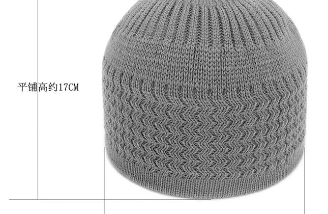 Winter Knitted Muslim Men Prayer Hats Warm Male Beanies Cap Islamic Ramadan