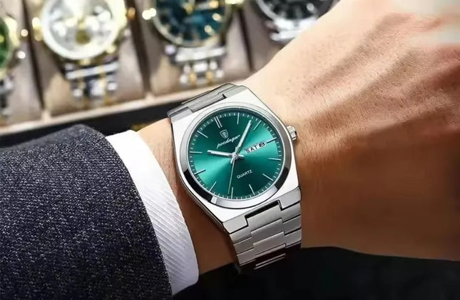 Men's 40mm Quartz Watch with Luminous Hands & Calendar