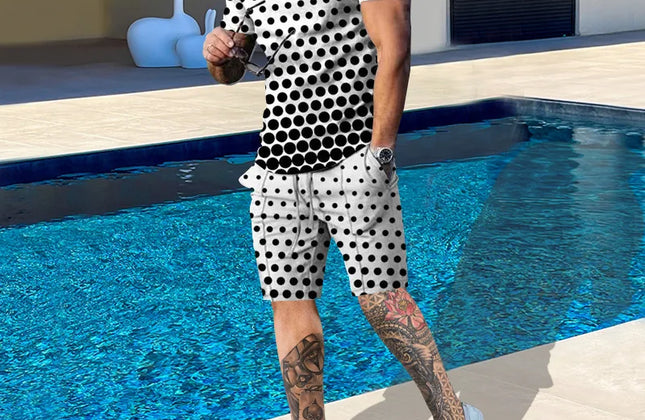 Casual Men Clothing Two Piece Set Shorts Summer T Shirt and Short Set Men