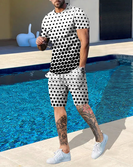 Casual Men Clothing Two Piece Set Shorts Summer T Shirt and Short Set Men