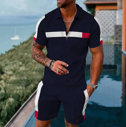 Casual Men Clothing Two Piece Set Shorts Summer T Shirt and Short
