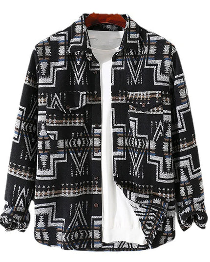 Mens Long Sleeve Custom Labels Wool Warm Coating Camouflage Fashion Casual