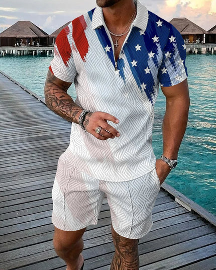 Casual Men Clothing Two Piece Set Shorts Summer T Shirt and Short Set Men